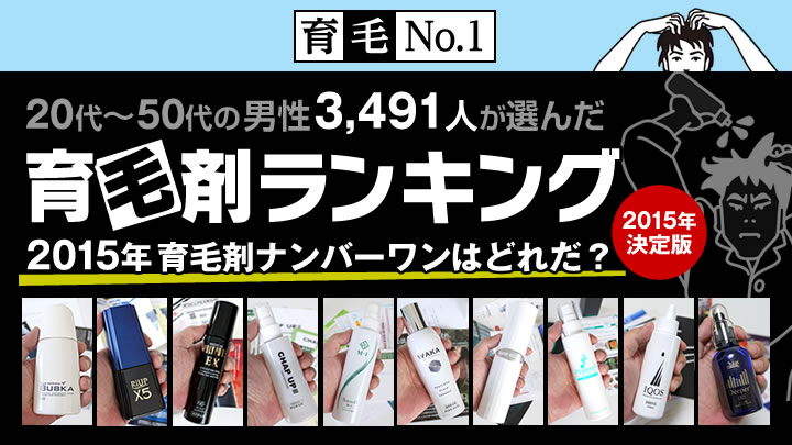 2015年大本命はコレだ！30代～50代の男性3,041人が選んだ育毛剤徹底比較ランキング